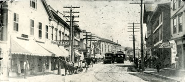 West Main Street with Trolley Cars, Mystic, CT c1906